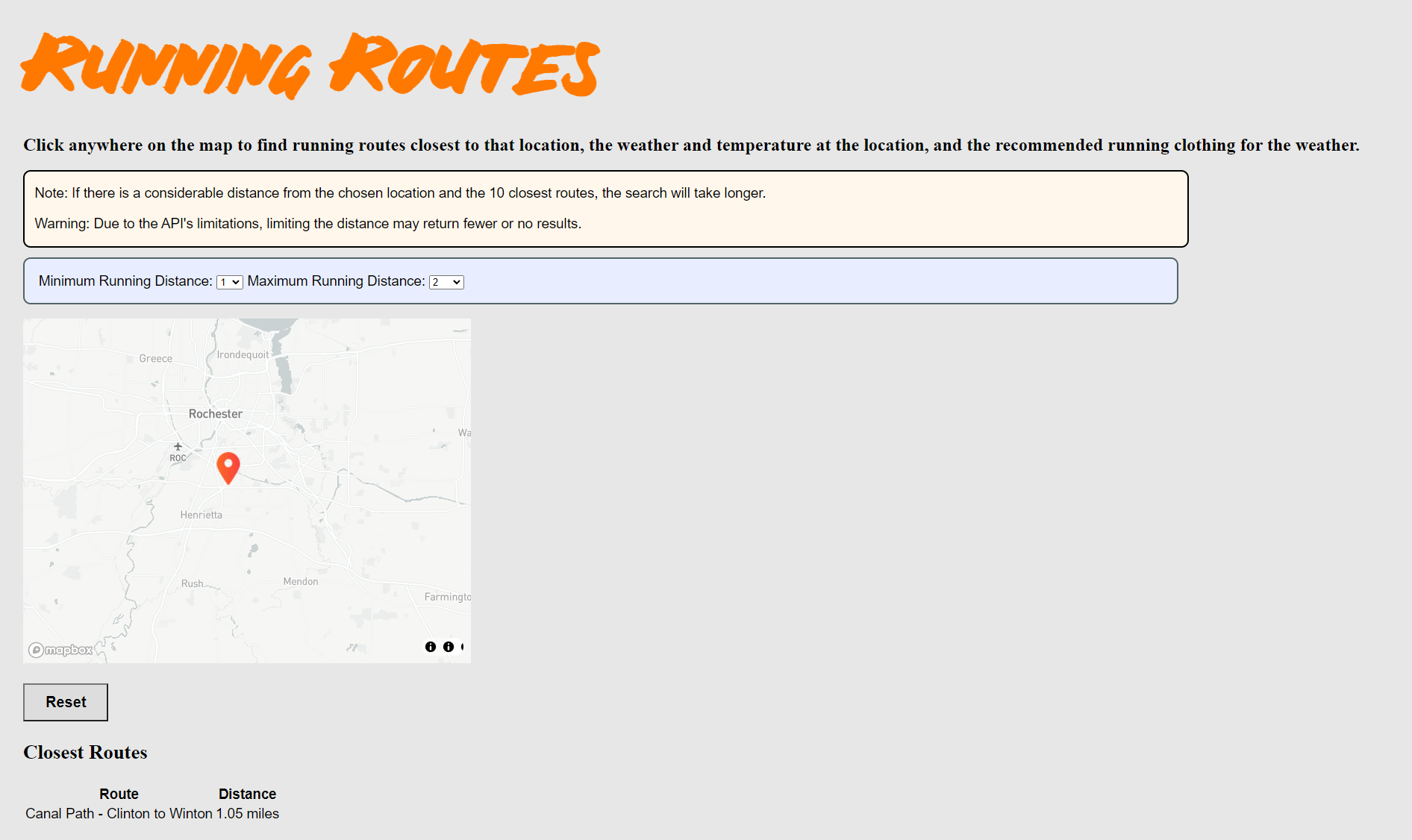 Running Routes Website